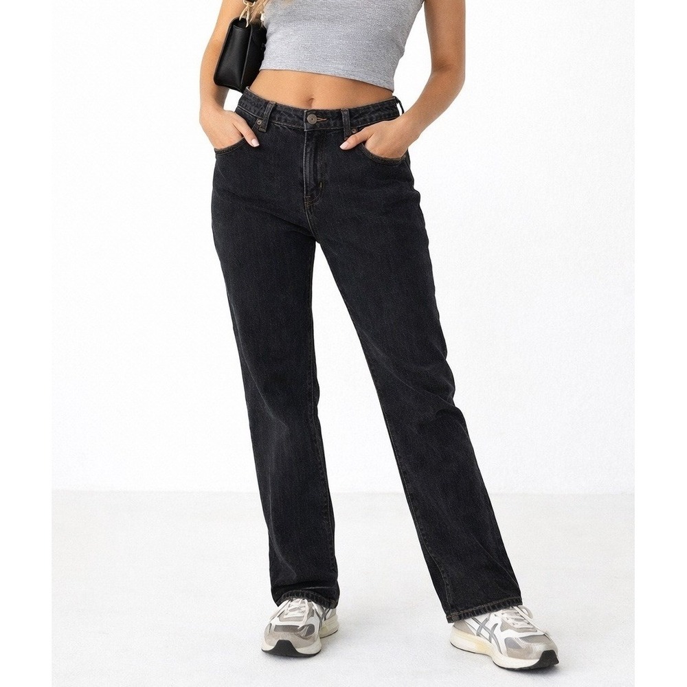 VTG LAUREN JEANS CO Ralph Lauren Womens 14W Black Wash Straight Leg Jeans Retro - Picture 1 of 10